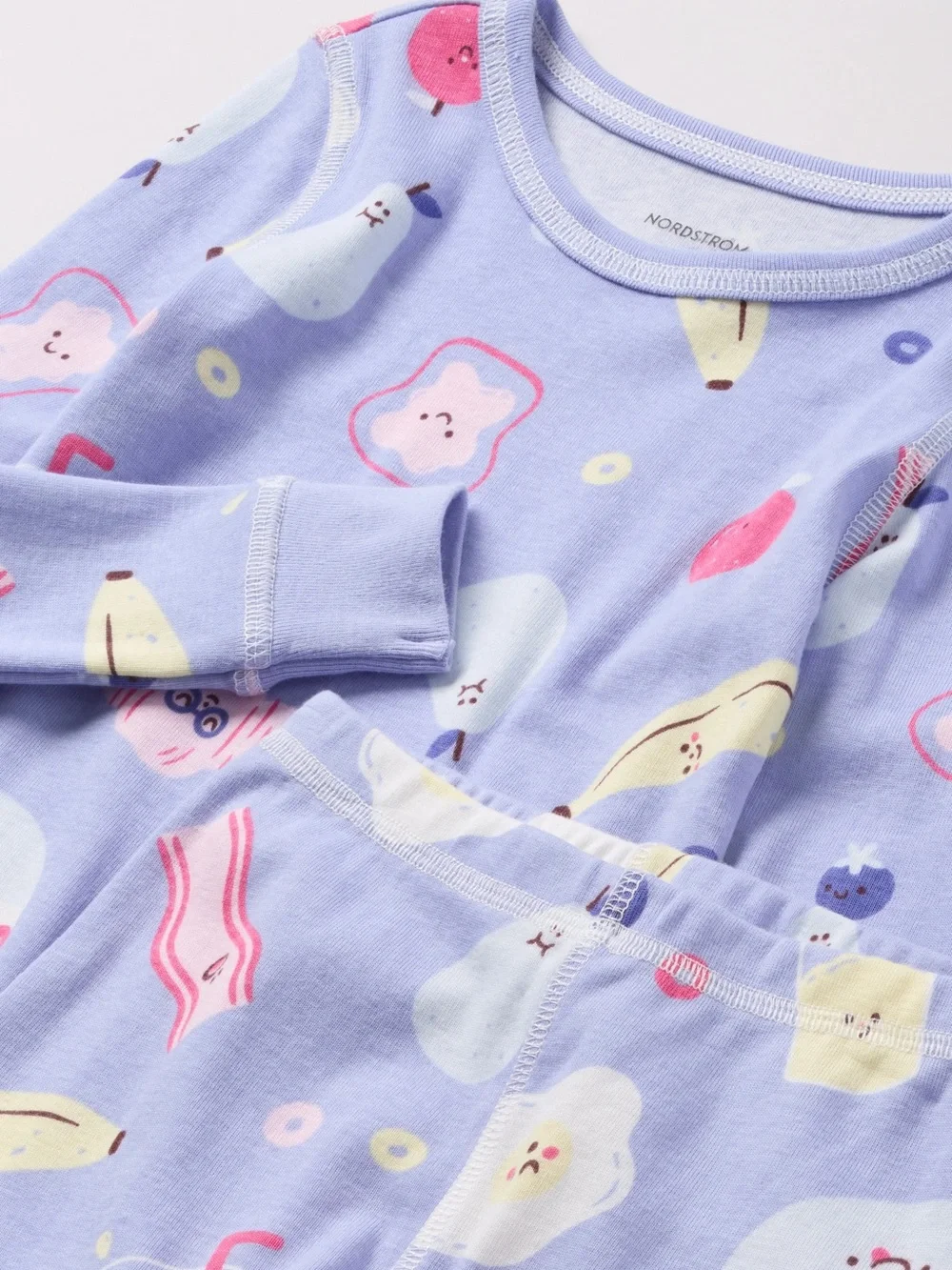Nordstrom Kids Purple Fitted Cotton Fruit & Breakfast Food Print Pajama Set 5T